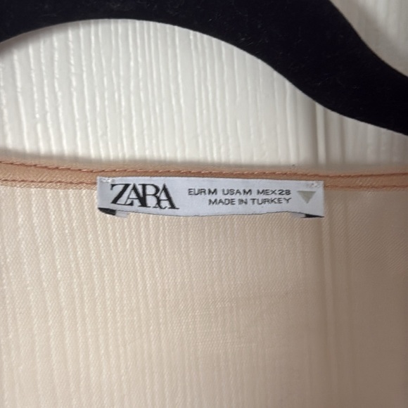 Sheer Tan peplum Top Zara size medium - Picture 3 of 4